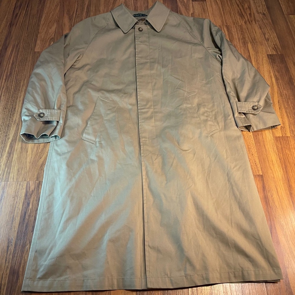 Lauren Ralph Lauren Trench Coat Mens 38R Tan Khaki Thinsulate Rain Repellent